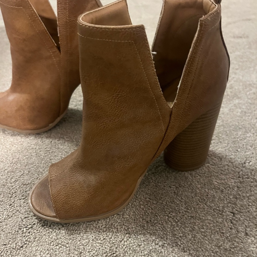 Altar'd State Tan Peep-Toe Ankle Booties - Picture 7 of 9